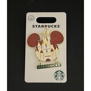 Disneyland DLR 2023 Starbucks Sleeping Beauty Castle Glitter Dangle Pin